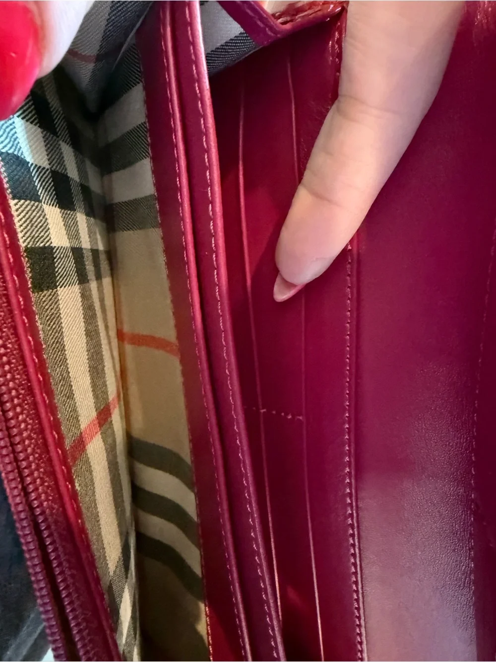 Burberry Pink and Burgundy Leather Continental Wallet